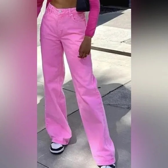 Zara Jeans Zara Pink Wide Leg Jeans 2 Poshmark